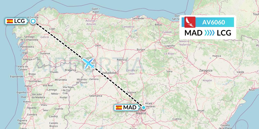 AV6060 Avianca Flight Map: Madrid to A Coruna