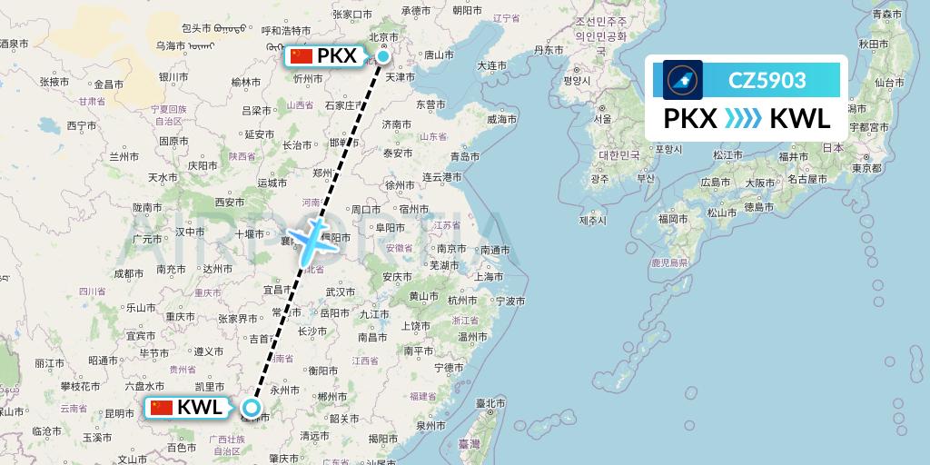 CZ5903 China Southern Airlines Flight Map: Beijing to Guilin