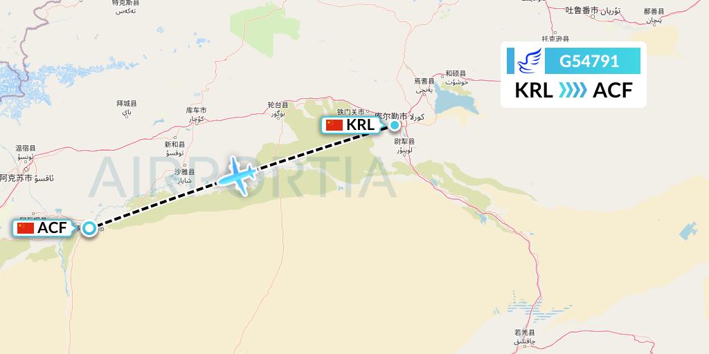 G54791 China Express Airlines Flight Map: Korla to Aksu