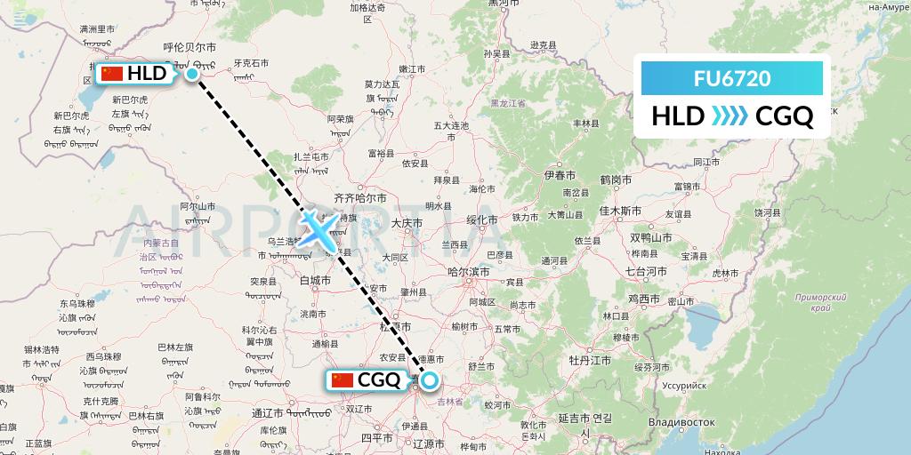 FU6720 Fuzhou Airlines Flight Map: Hailar to Changchun