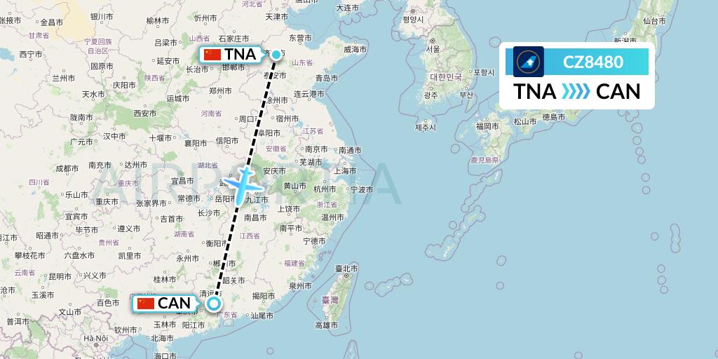 CZ8480 Flight Status China Southern Airlines: Jinan to Guangzhou (CSN8480)