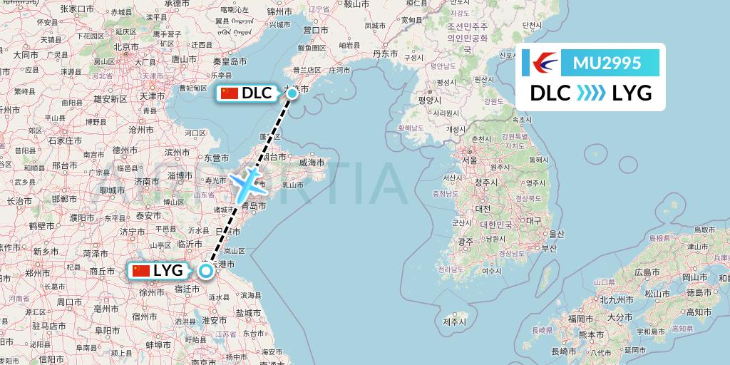 MU2995 China Eastern Airlines Flight Map: Dalian to Lianyungang