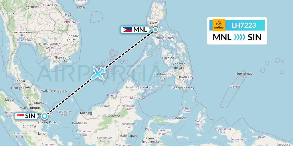 LH7223 Lufthansa Flight Map: Manila to Singapore