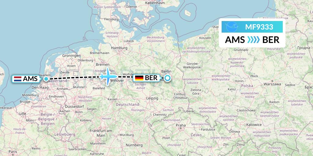 MF9333 Xiamen Airlines Flight Map: Amsterdam to Berlin