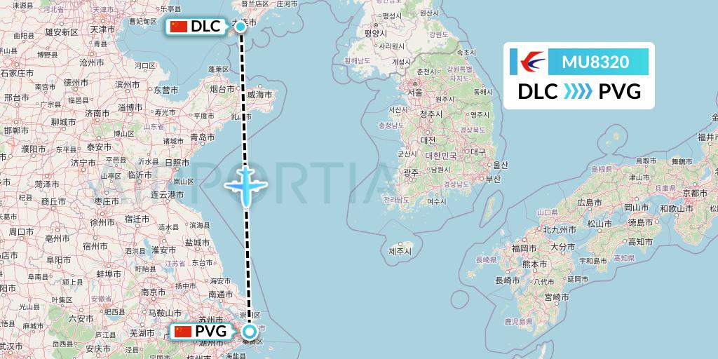 MU8320 China Eastern Airlines Flight Map: Dalian to Shanghai