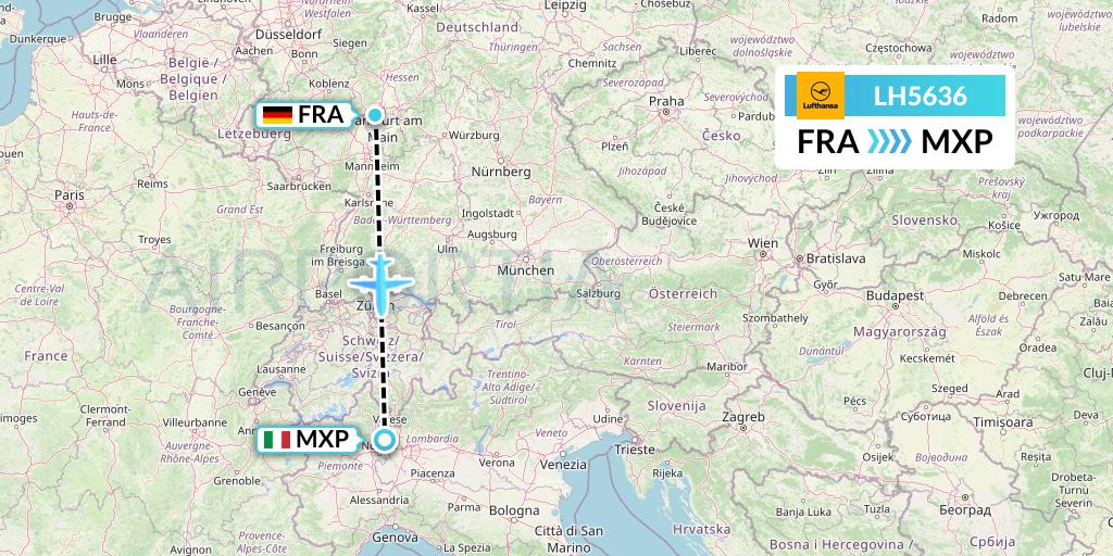 LH5636 Lufthansa Flight Map: Frankfurt to Milan