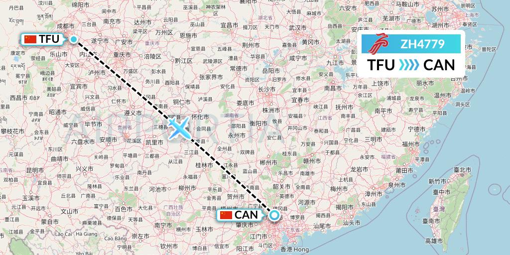 ZH4779 Shenzhen Airlines Flight Map: Chengdu to Guangzhou