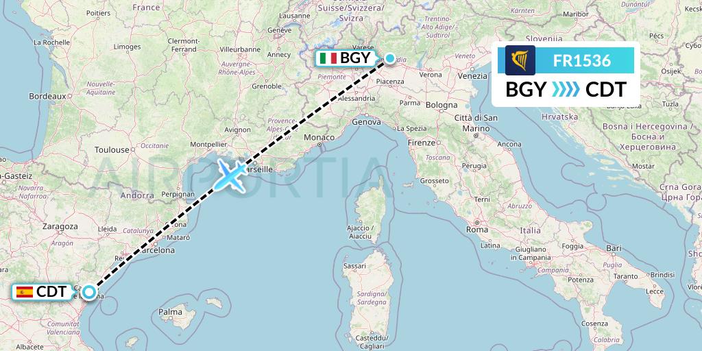 FR1536 Ryanair Flight Map: Milan to Castellon de la Plana