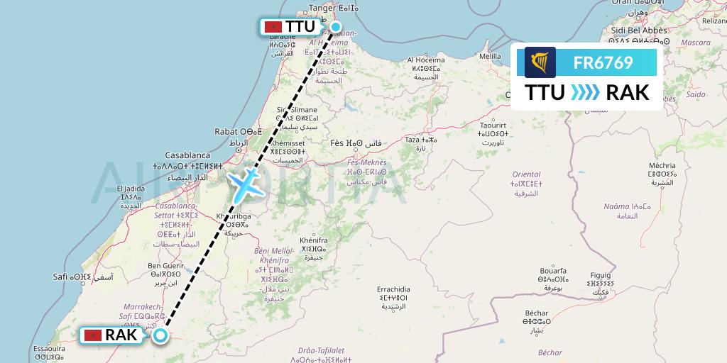 FR6769 Ryanair Flight Map: Tetuan to Marrakesh 