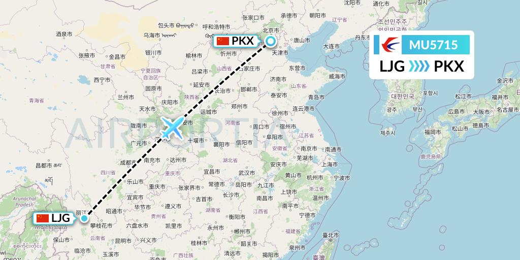 MU5715 China Eastern Airlines Flight Map: Lijiang to Beijing