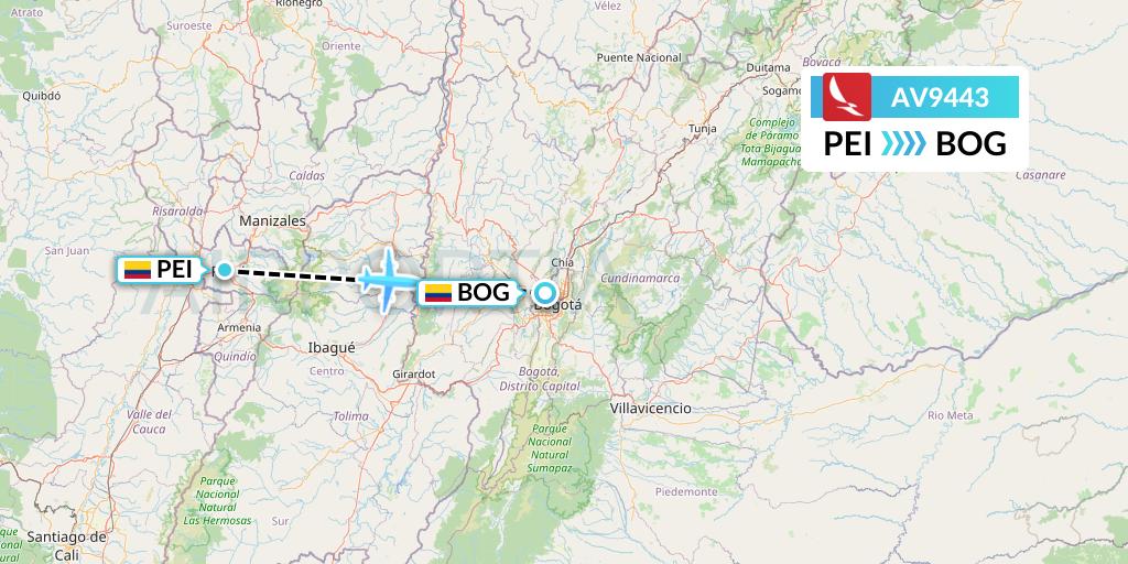 AV9443 Avianca Flight Map: Pereira to Bogota