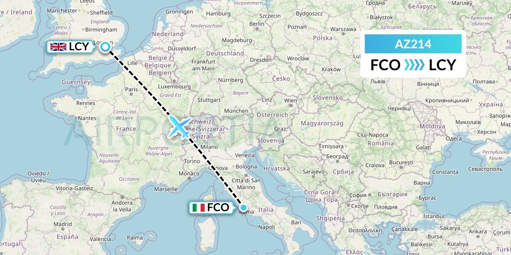 AZ214 ITA Airways Flight Map: Rome to London