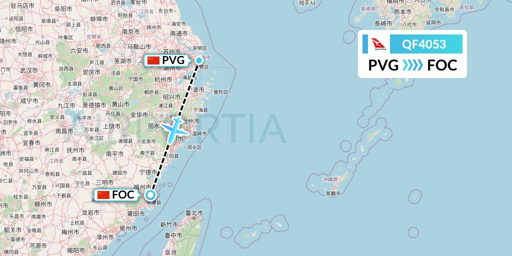 QF4053 Qantas Flight Map: Shanghai to Fuzhou