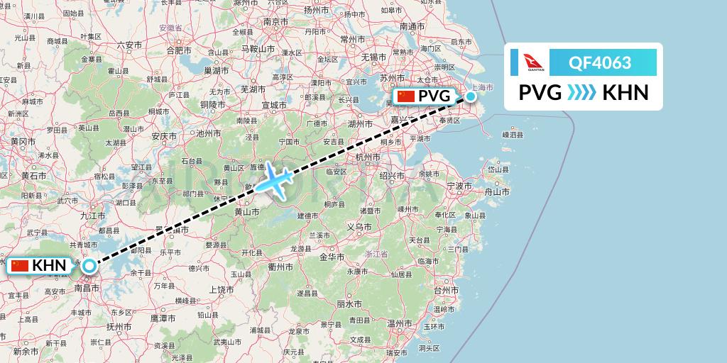 QF4063 Qantas Flight Map: Shanghai to Nanchang