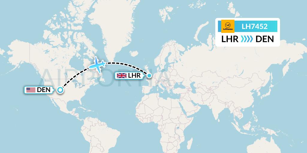 LH7452 Lufthansa Flight Map: London to Denver