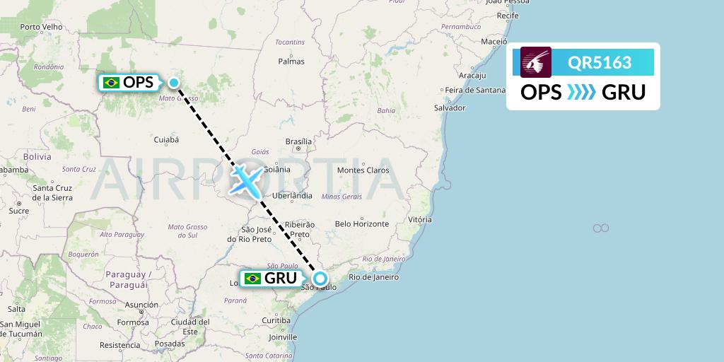 QR5163 Qatar Airways Flight Map: Sinop to Sao Paulo