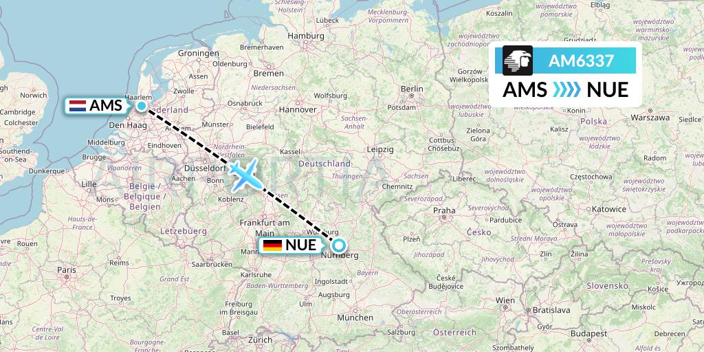 AM6337 Aeromexico Flight Map: Amsterdam to Nurnberg