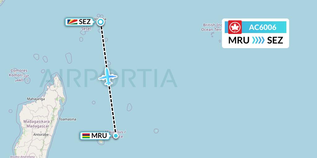 AC6006 Air Canada Flight Map: Port Louis to Victoria