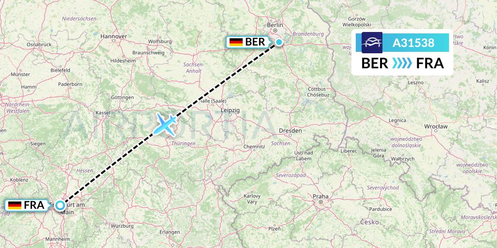 A31538 Aegean Airlines Flight Map: Berlin to Frankfurt
