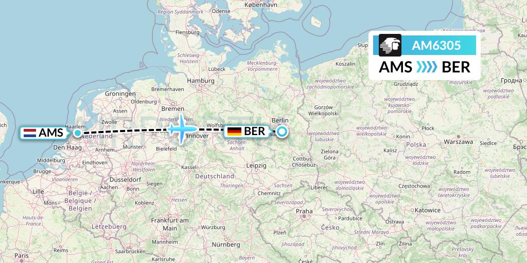 AM6305 Aeromexico Flight Map: Amsterdam to Berlin