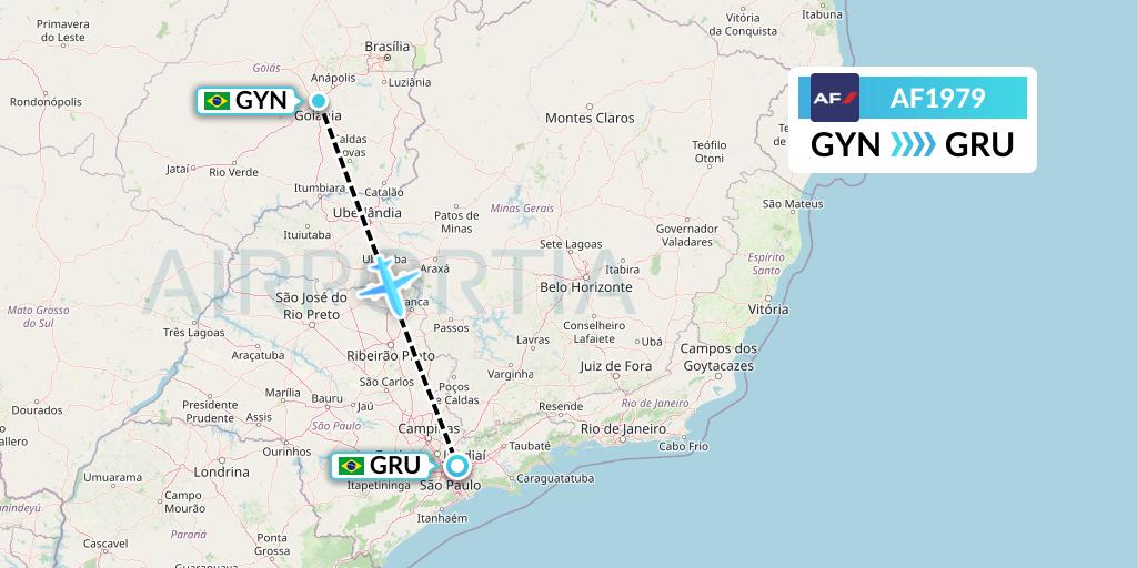AF1979 Air France Flight Map: Goiania to Sao Paulo