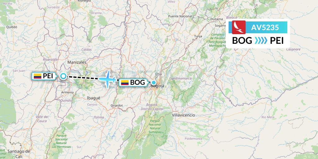 AV5235 Avianca Flight Map: Bogota to Pereira