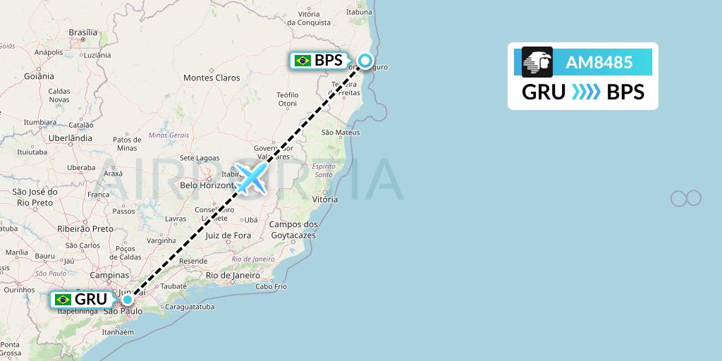 AM8485 Aeromexico Flight Map: Sao Paulo to Porto Seguro