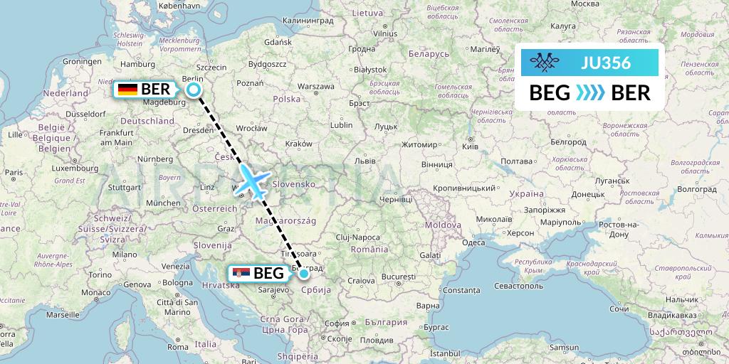 JU356 AirSERBIA Flight Map: Belgrade to Berlin