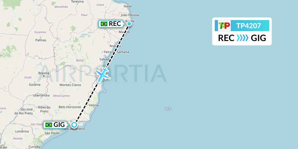TP4207 TAP Portugal Flight Map: Recife to Rio de Janeiro