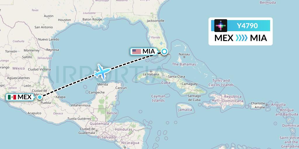 Y4790 Volaris Flight Map: Mexico City to Miami