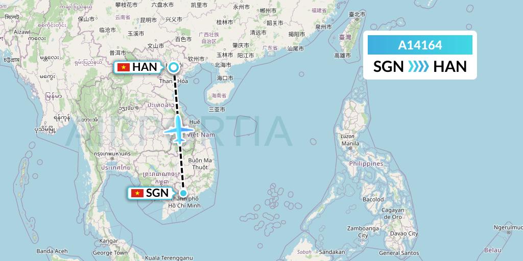 A14164 A.p.g. Distribution Systems Flight Map: Ho Chi Minh City to Hanoi