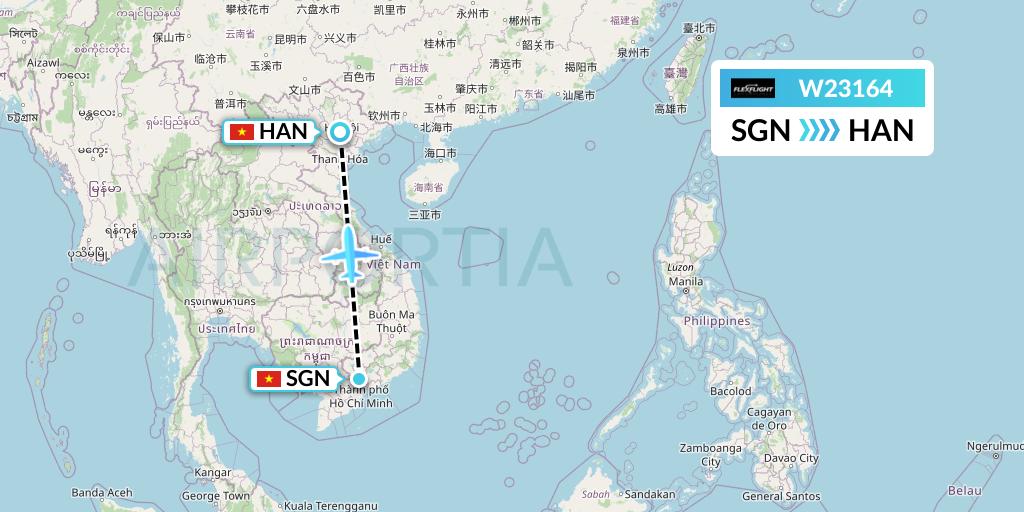 W23164 Flex Flight Flight Map: Ho Chi Minh City to Hanoi