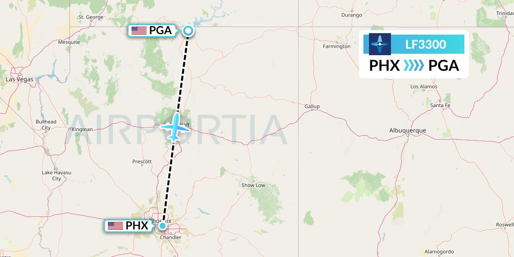 LF3300 Corporate Flight Management Flight Map: Phoenix to Page