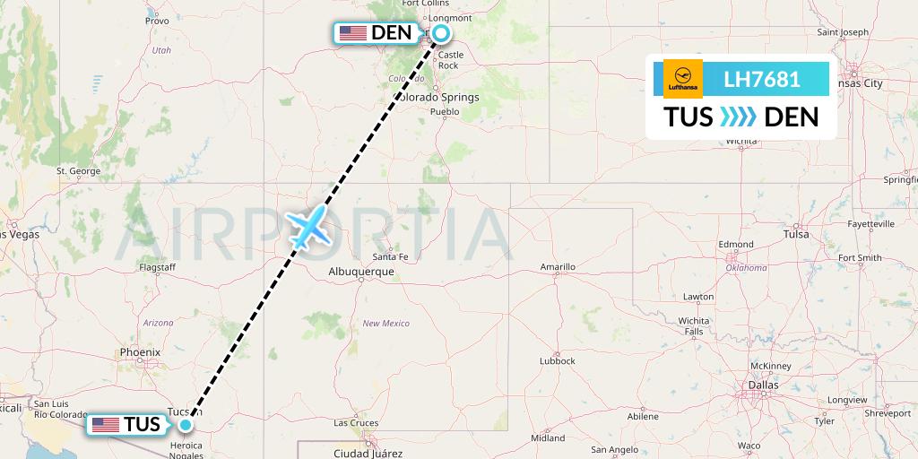 LH7681 Lufthansa Flight Map: Tucson to Denver