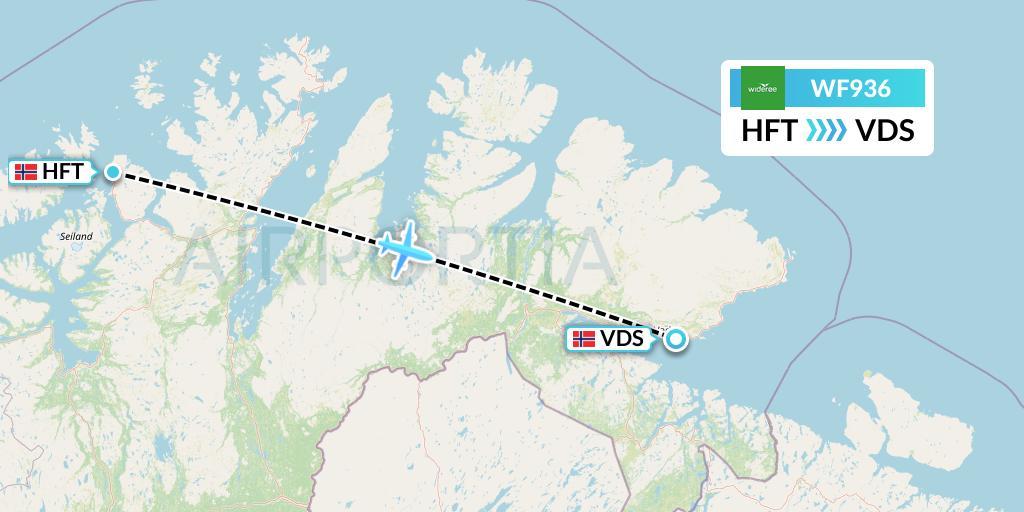 WF936 Wideroe Flight Map: Hammerfest to Vadso