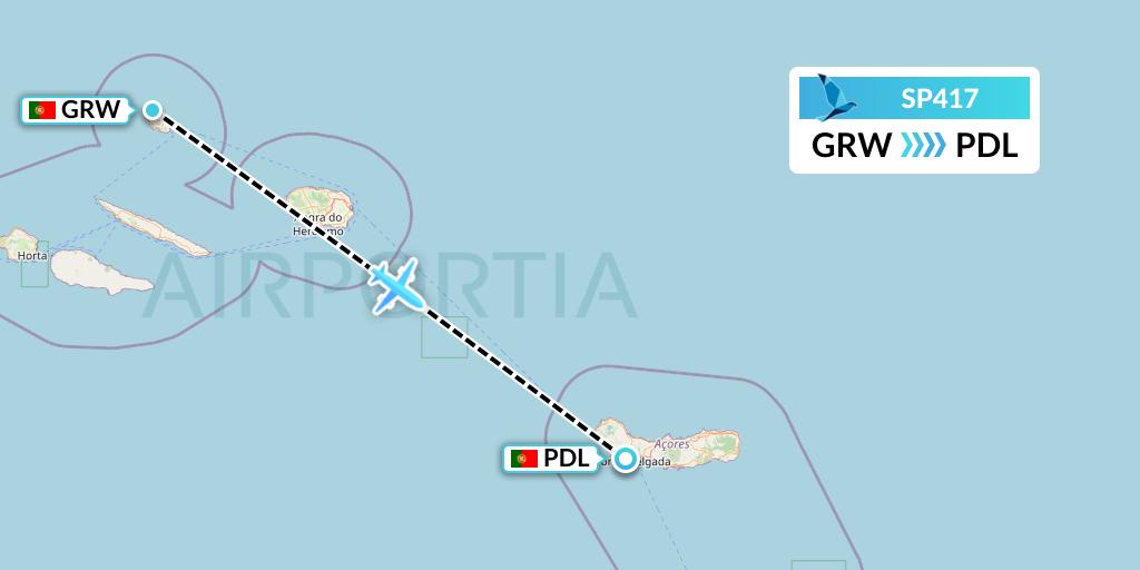 SP417 SATA Air Acores Flight Map: Graciosa to Ponta Delgada
