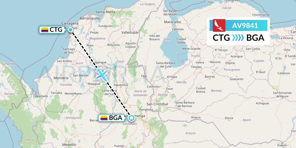 AV9841 Avianca Flight Map: Cartagena to Bucaramanga