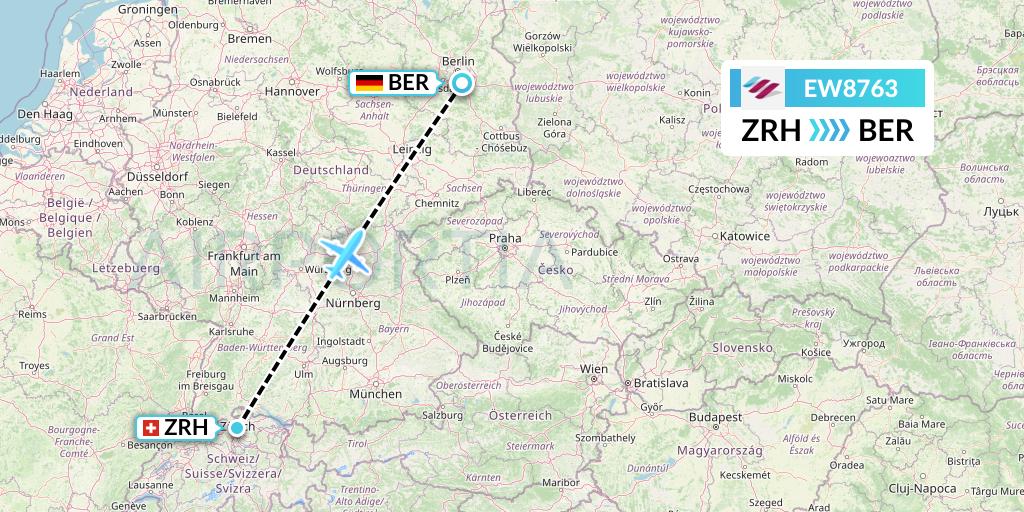 EW8763 Eurowings Flight Map: Zurich to Berlin