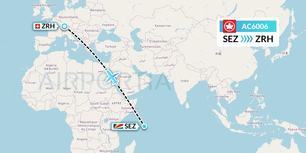 AC6006 Air Canada Flight Map: Victoria to Zurich