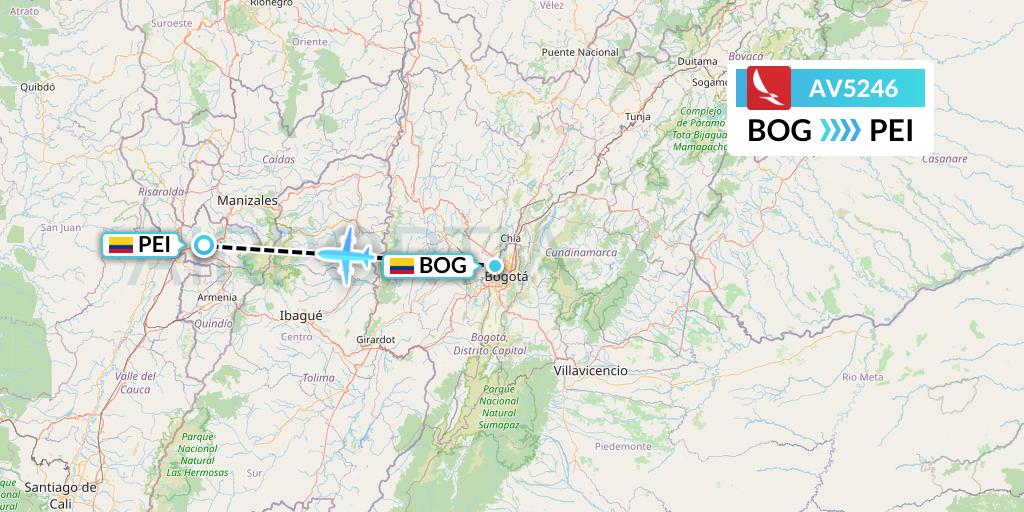 AV5246 Avianca Flight Map: Bogota to Pereira
