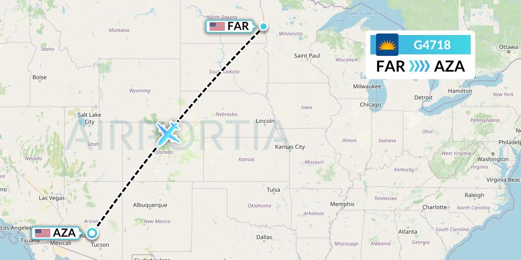 G4718 Allegiant Air Flight Map: Fargo to Phoenix