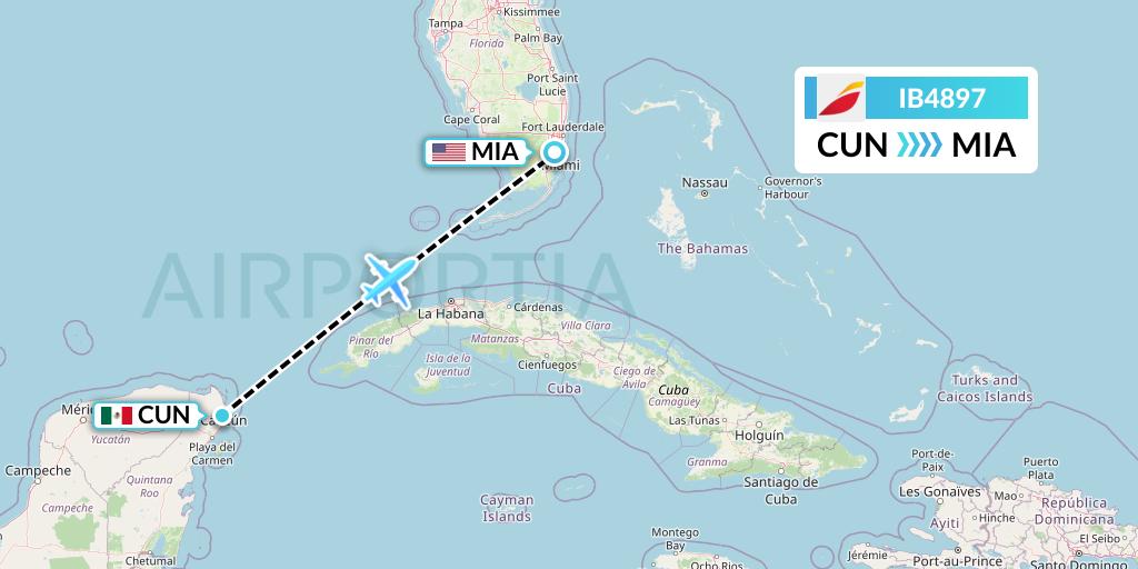 IB4897 Iberia Flight Map: Cancun to Miami