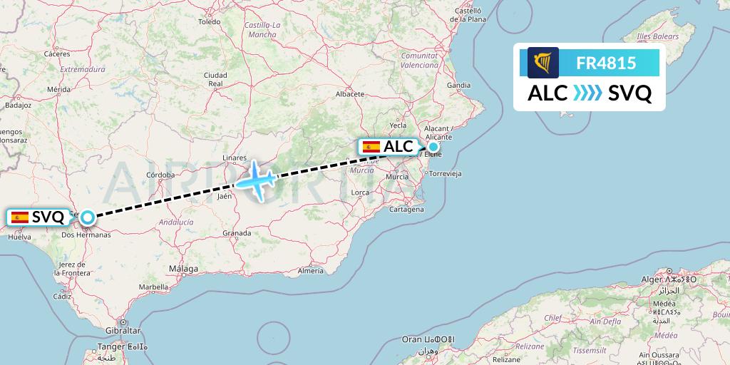 FR4815 Ryanair Flight Map: Alicante to Seville