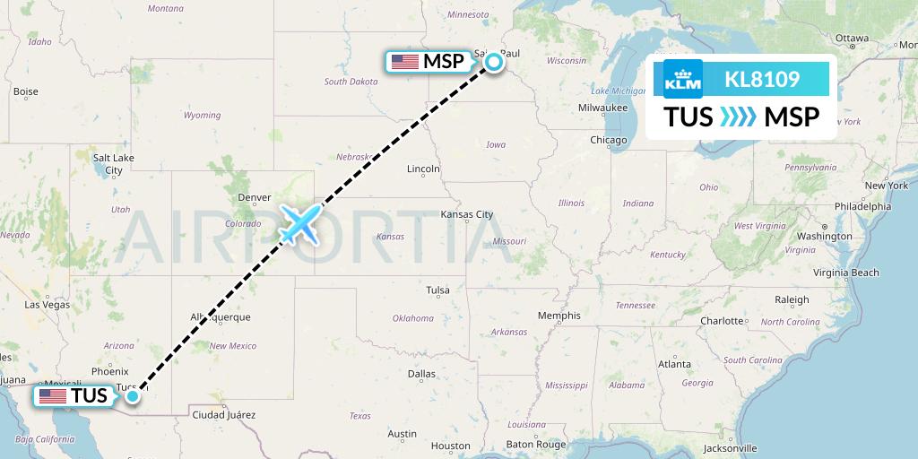 KL8109 Flight Status KLM Tucson to Minneapolis (KLM8109)