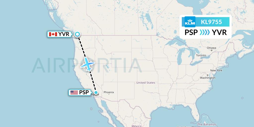 KL9755 Flight Status KLM Palm Springs to Vancouver (KLM9755)