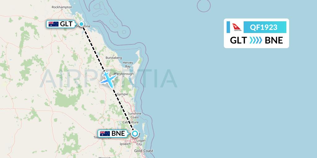QF1923 Qantas Flight Map: Gladstone to Brisbane