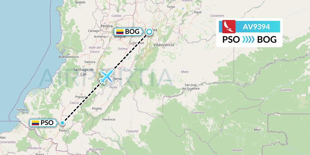 AV9394 Avianca Flight Map: Pasto to Bogota