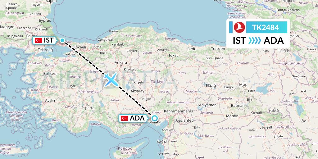 TK2484 Flight Status Turkish Airlines Istanbul to Adana (THY2484)