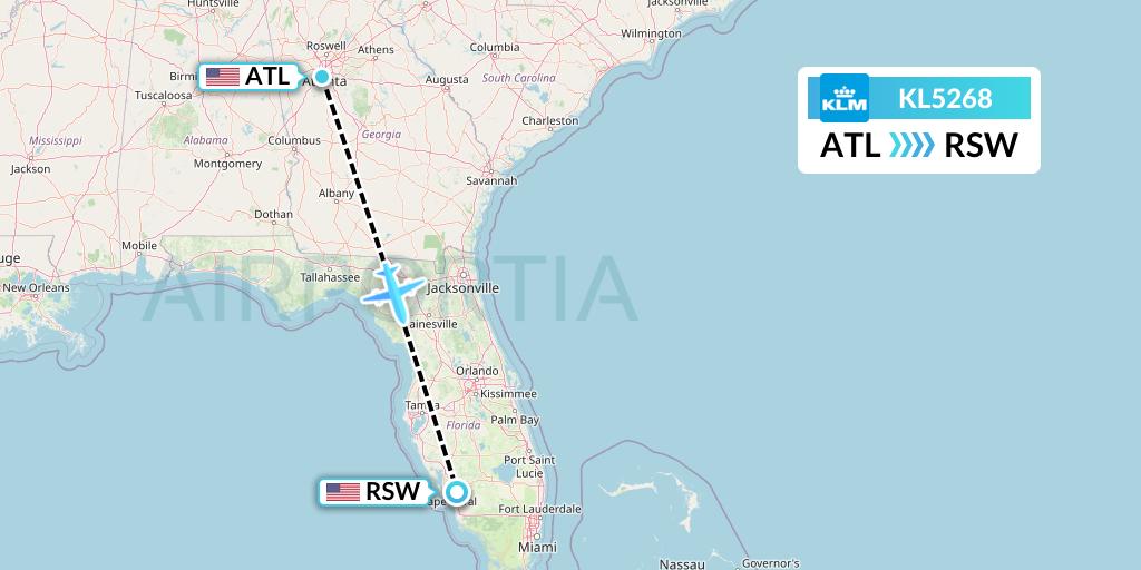 KL5268 Flight Status KLM Atlanta to Fort Myers (KLM5268)