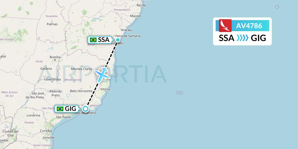 AV4786 Avianca Flight Map: Salvador to Rio de Janeiro